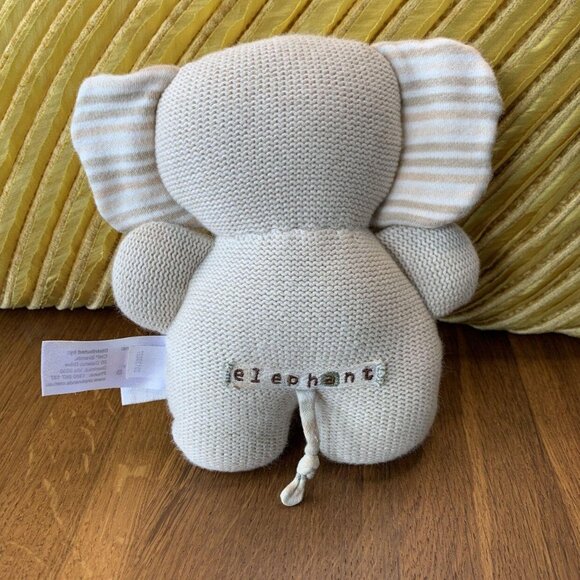 NATURE'S PUREST Knitted Baby Elephant Plush Toy Gray Knit Baby Infant Rattle - Picture 2 of 5